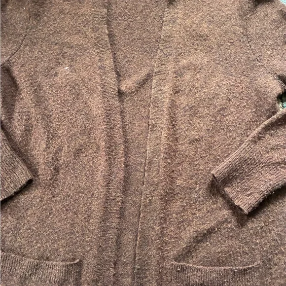Madewell Ryder Cardigan Chestnut Brown Merino Alpaca Blend Open Front Pockets - Picture 5 of 5